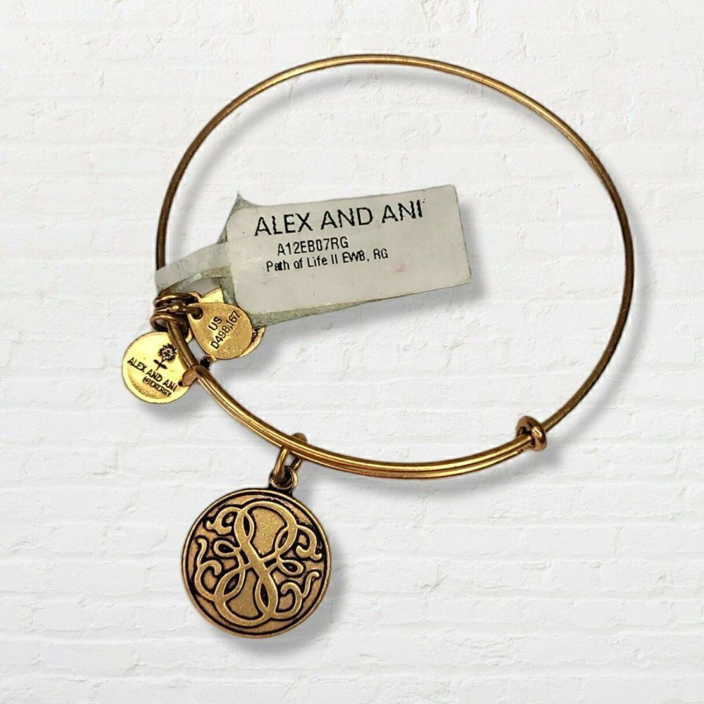 NWT Alex and Ani Path of Life II Charm Bangle Bracelet Rafaelian Gold